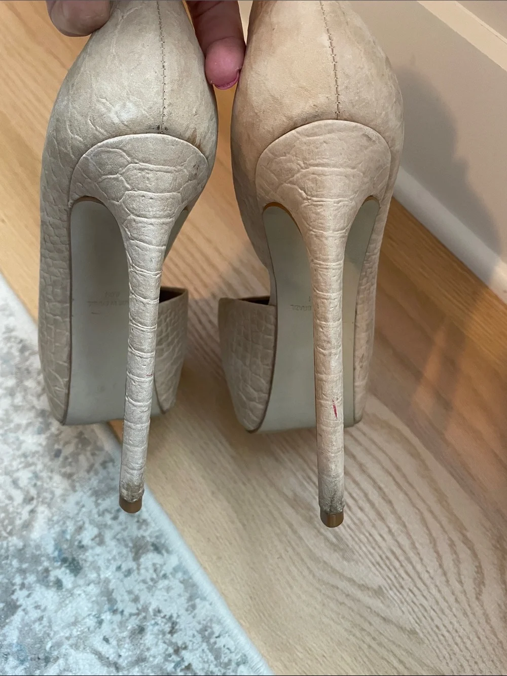 Steve Madden Nude Textured Peep-Toe Stiletto Pumps